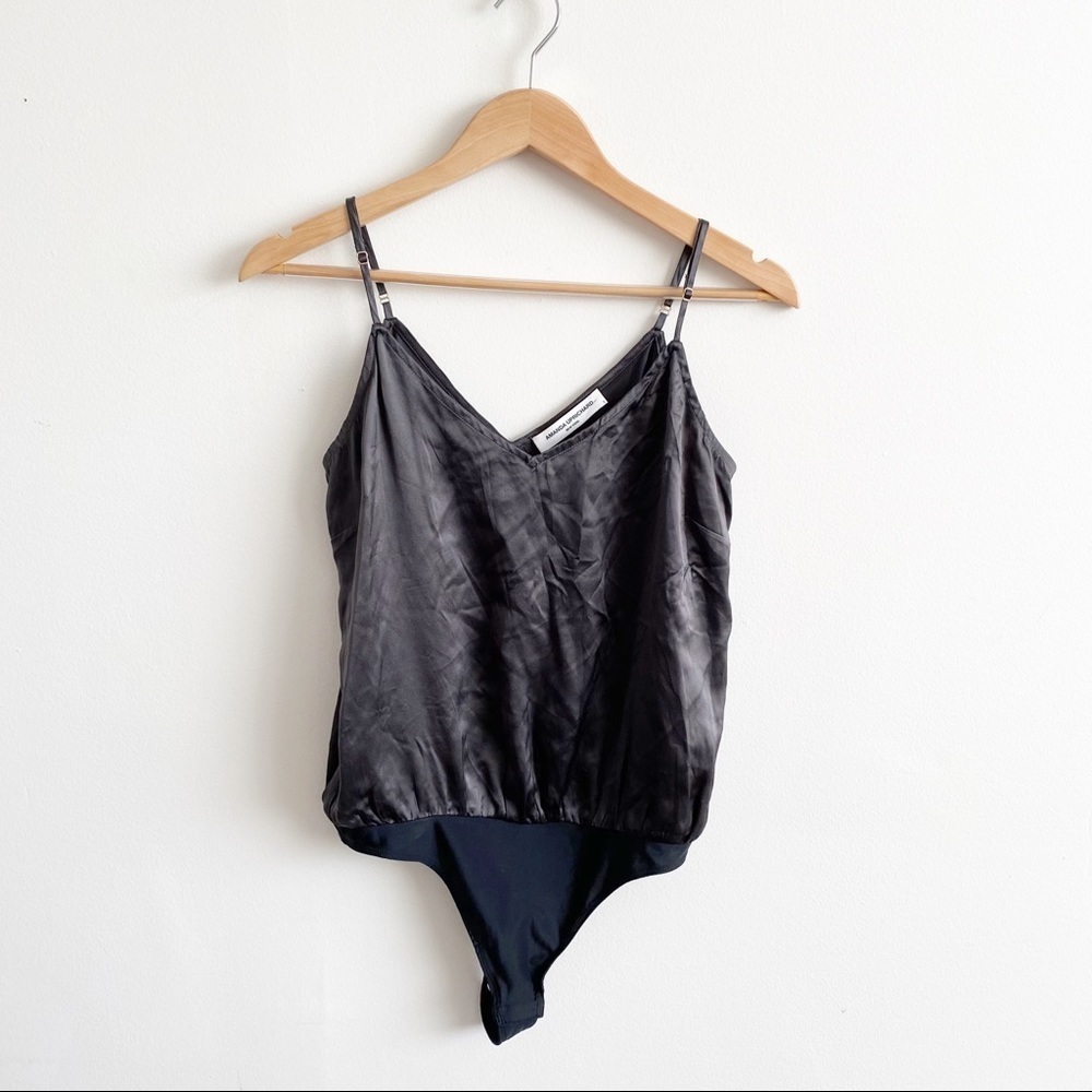 Amanda Uprichard‎ || Silk Spaghetti Strap Bodysuit Black Small